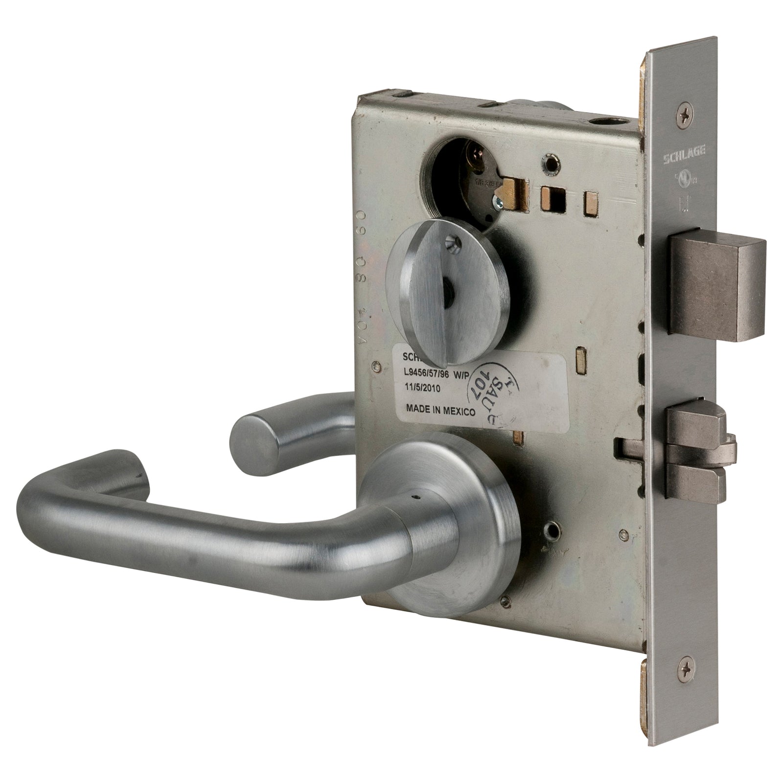 Schlage L9473P 18N 626 Dormitory/Bedroom Mortise Lock with Deadbolt, Satin  Chrome Finish